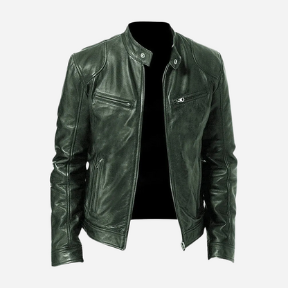 Adrian – Męska kurtka skórzana bordowa slim fit