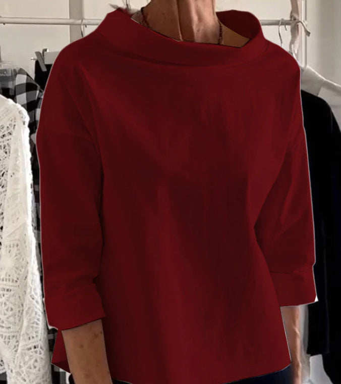 Barbara - Bawełniana bluzka z szerokim kołnierzem