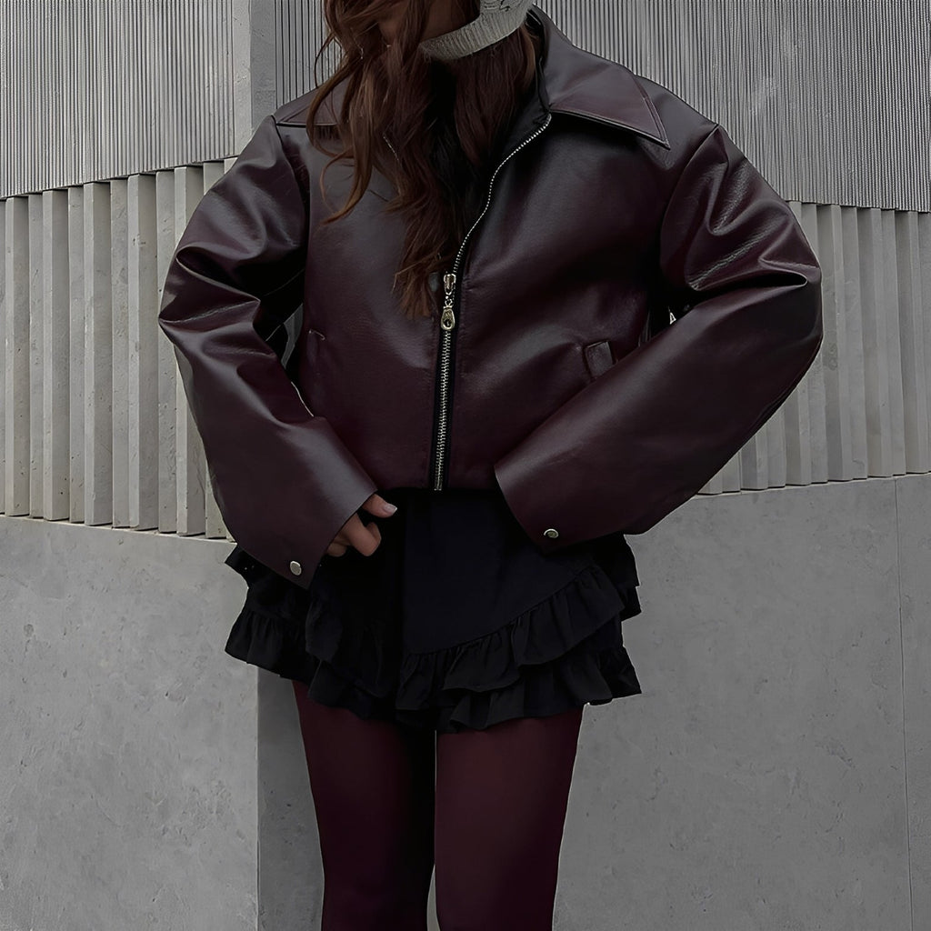 Olga – Skórzana kurtka z zamkiem