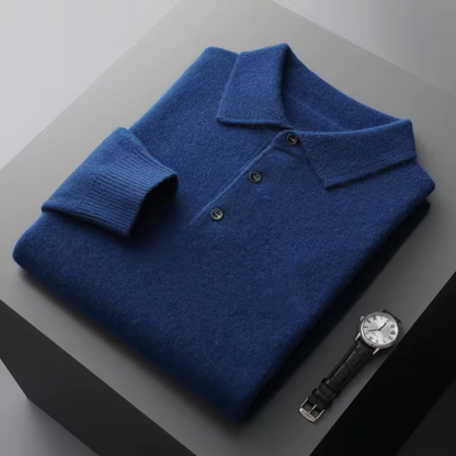 Felix – Męski sweter polo ecru z guzikami