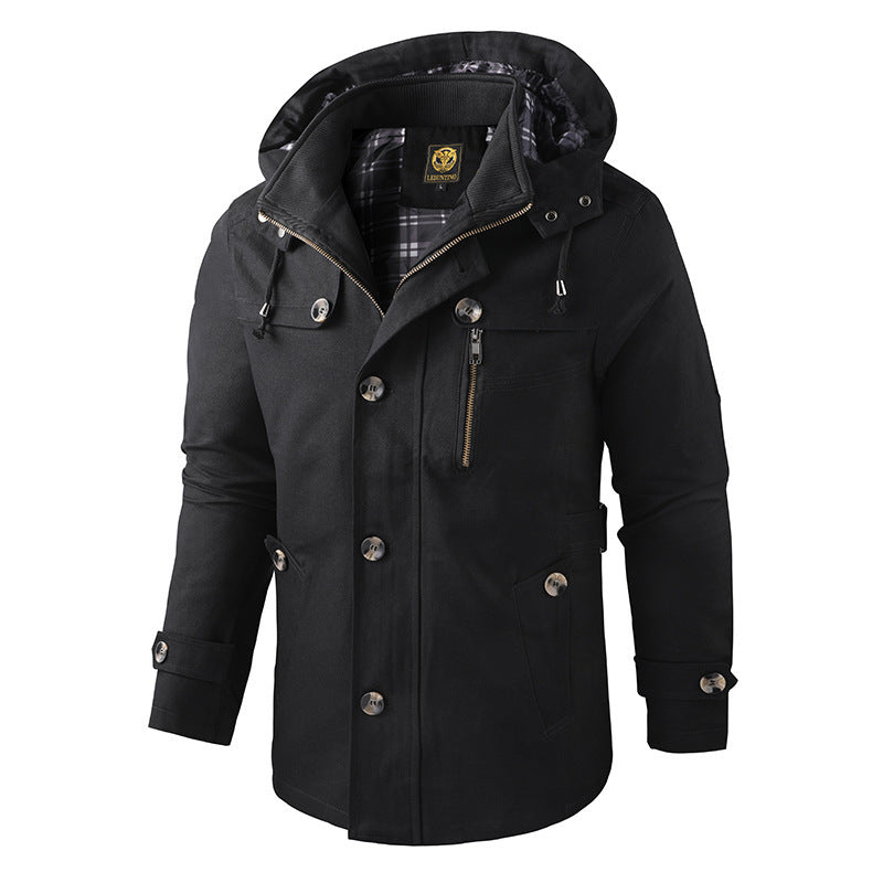 Diego – Hooded Button-Front Mens Winter Jacket