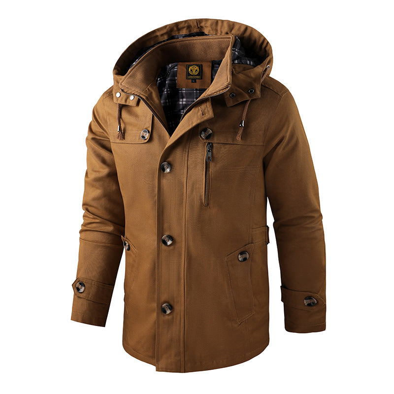 Diego – Hooded Button-Front Mens Winter Jacket