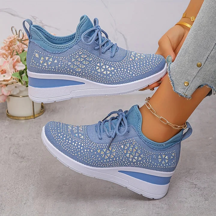 Elisa – Białe sneakersy damskie z kryształkami