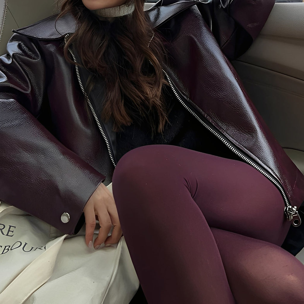 Olga – Skórzana kurtka z zamkiem