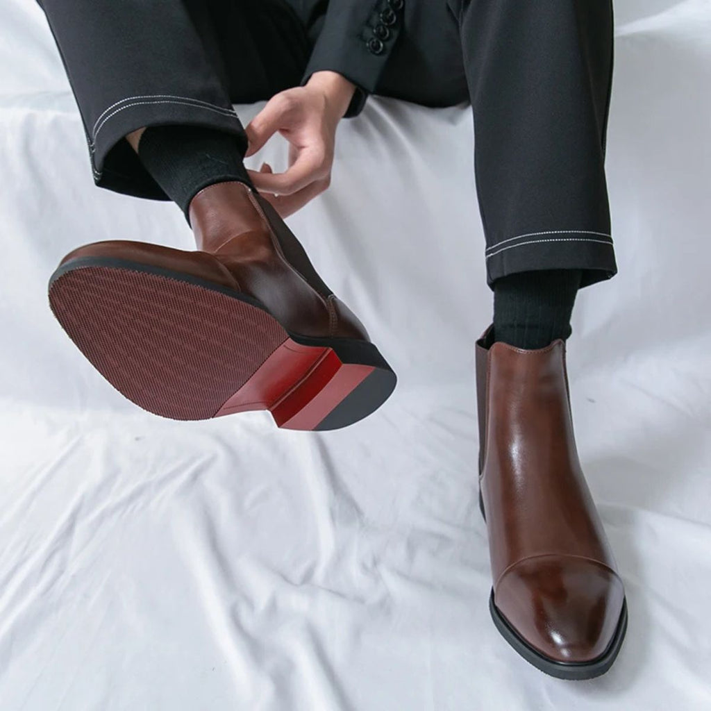 Daniel – Skórzane sztyblety męskie z elastycznymi wstawkami