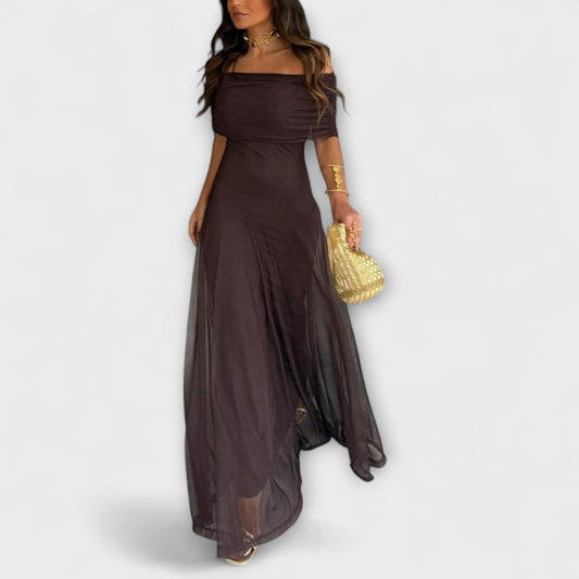 Aurelia – Off-Shoulder Flowing Maxi Dress for Women