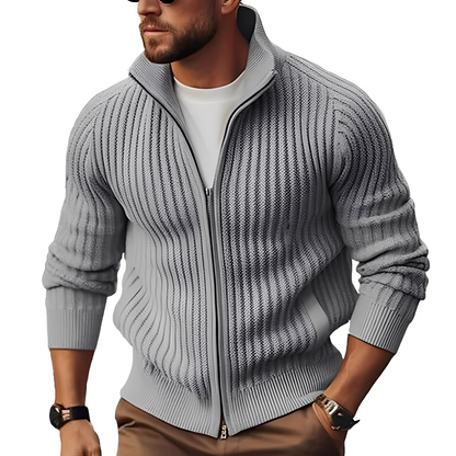Harvey – Ribbed Zip-Up Knit Jacket for Men