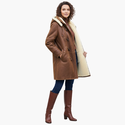 Elena – Faux Shearling Toggle Coat
