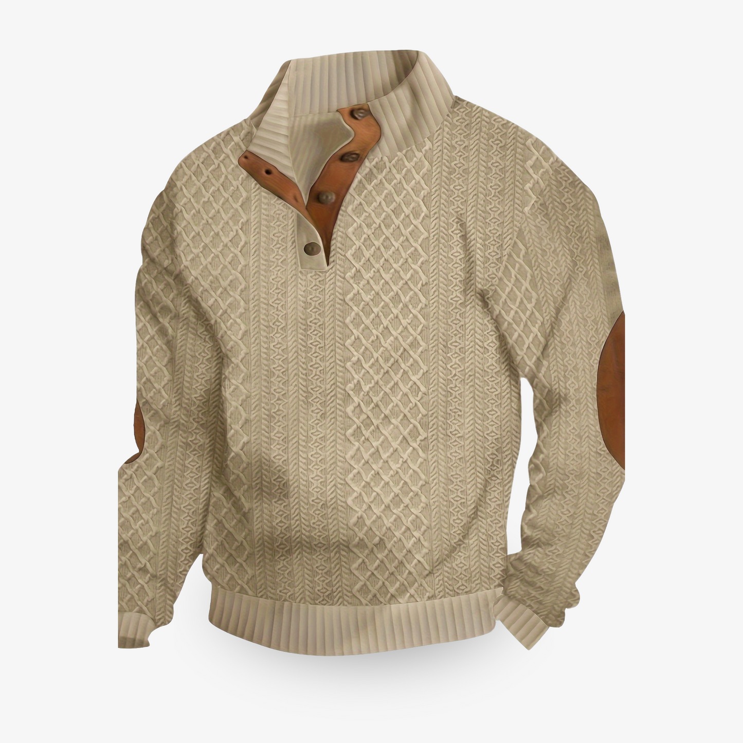 Ethan – Textured Button-Up Knit Pullover for Men