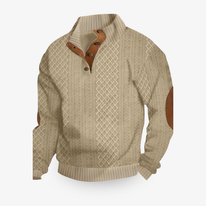 Ethan – Textured Button-Up Knit Pullover for Men