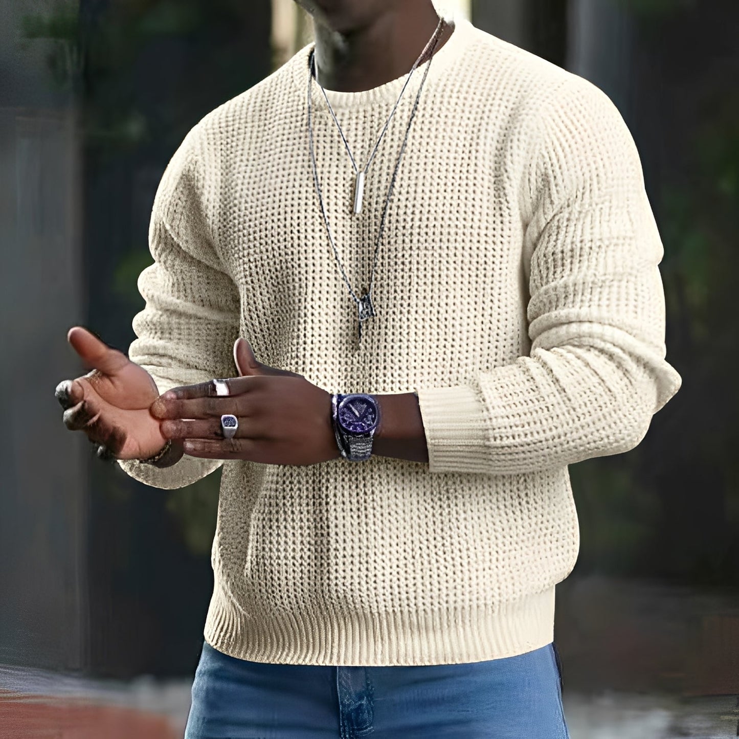 Iván – Textured Knit Jumper for Men