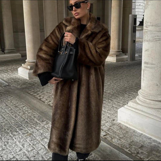 Valeria – Luxe Longline Faux Fur Coat for Women