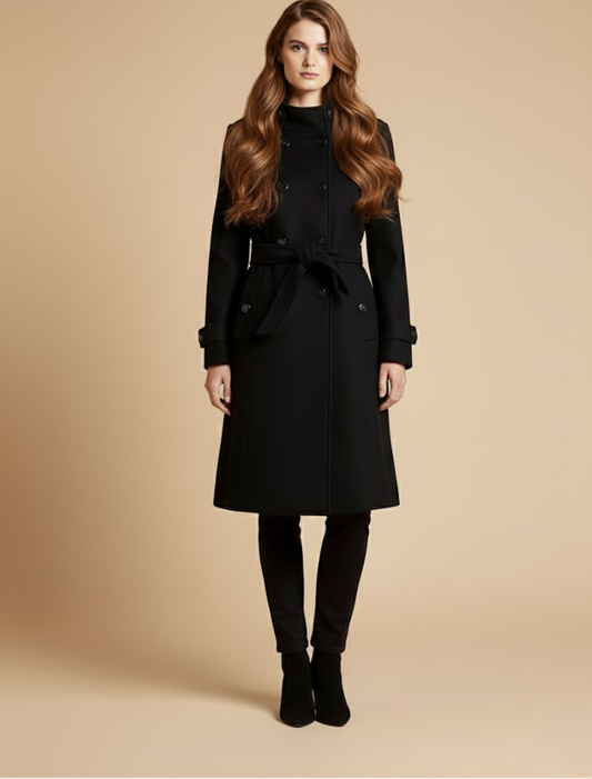 Lucía – Tailored Belted Long Coat Womens