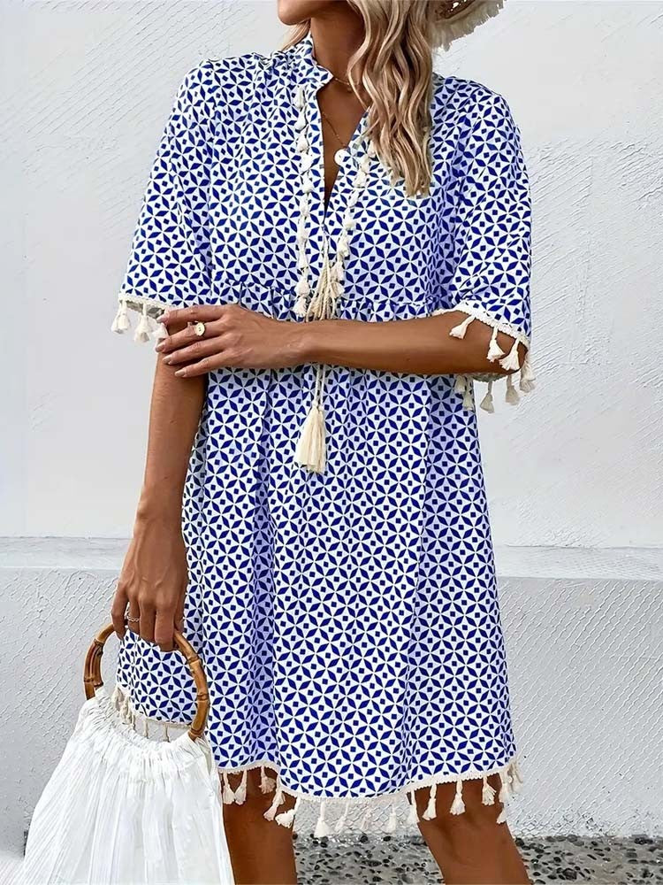 Mira – Letnia sukienka boho z frędzlami