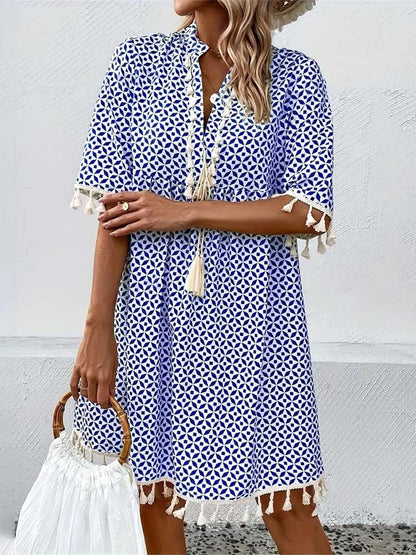 Mira – Letnia sukienka boho z frędzlami