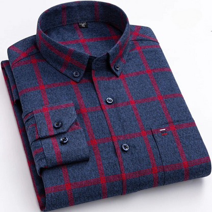 James – Checked Button-Up Flannel Shirt for Men