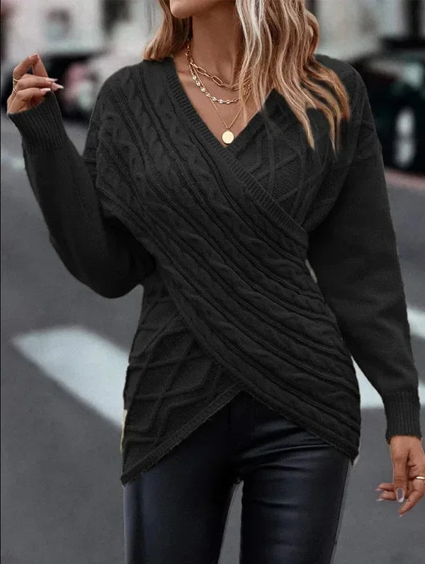 Morgana – Sweter kopertowy z grubym splotem