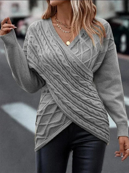 Morgana – Sweter kopertowy z grubym splotem