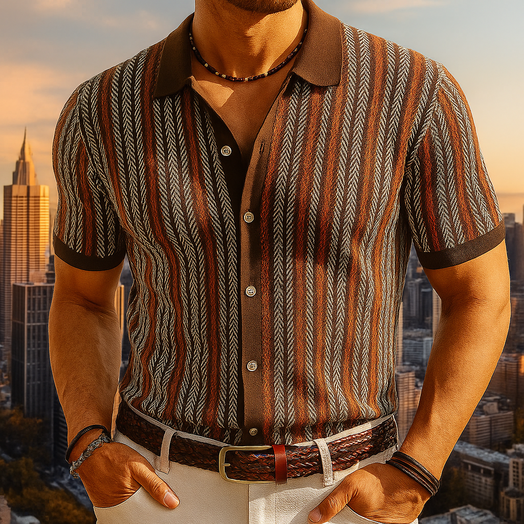 James – Textured Knit Short-Sleeve Polo Shirt