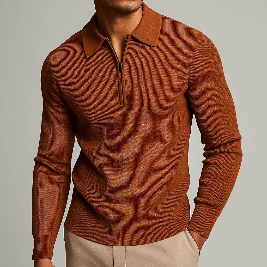 Oliver – Textured Zip-Neck Knit Polo