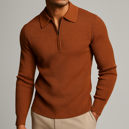 Oliver – Textured Zip-Neck Knit Polo