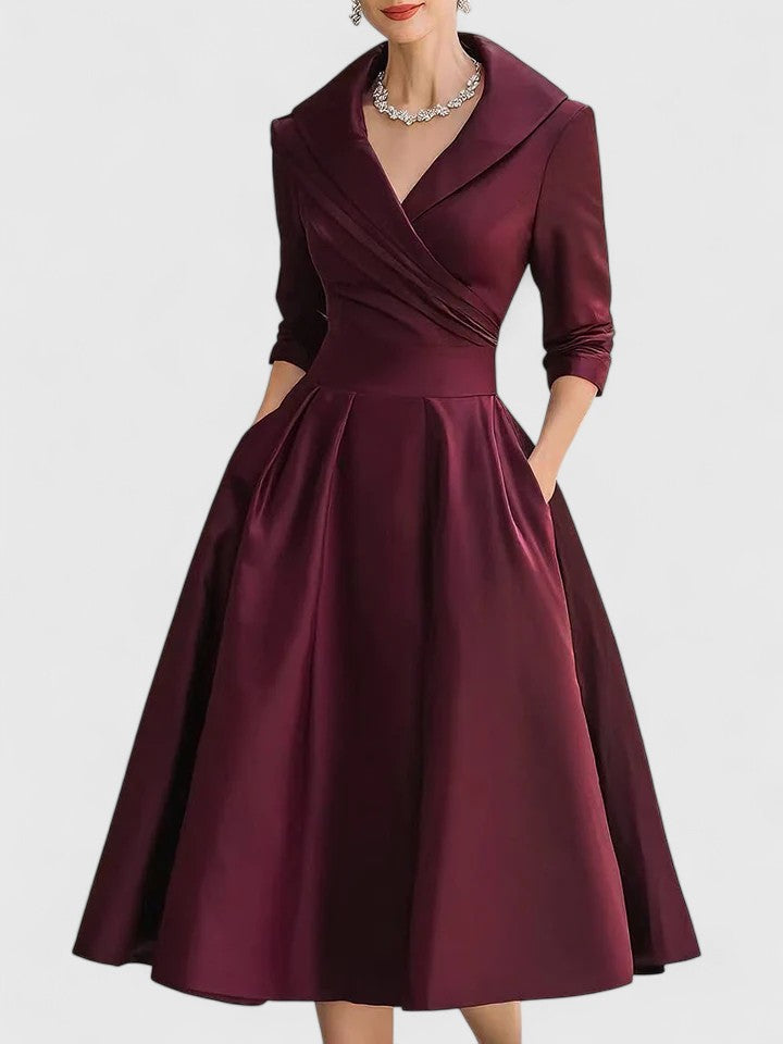 Ewelina – Structured Wrap-Collar Midi Dress Women