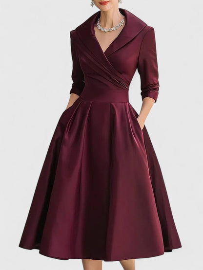 Ewelina – Structured Wrap-Collar Midi Dress Women