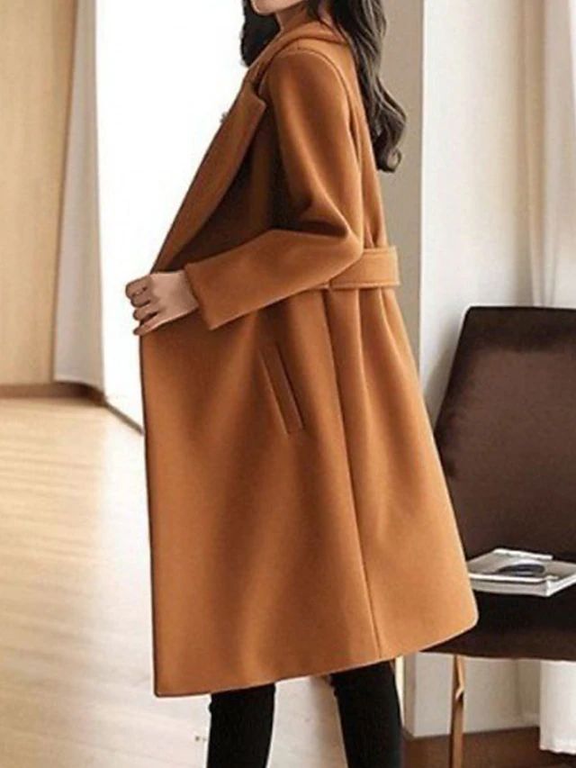 Amelia – Elegant Wool-Blend Longline Coat for Women