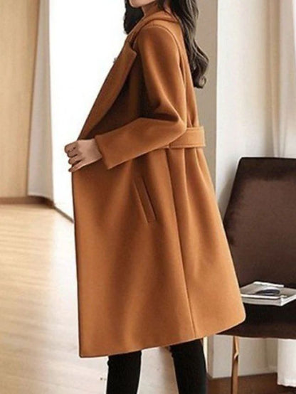 Amelia – Elegant Wool-Blend Longline Coat for Women