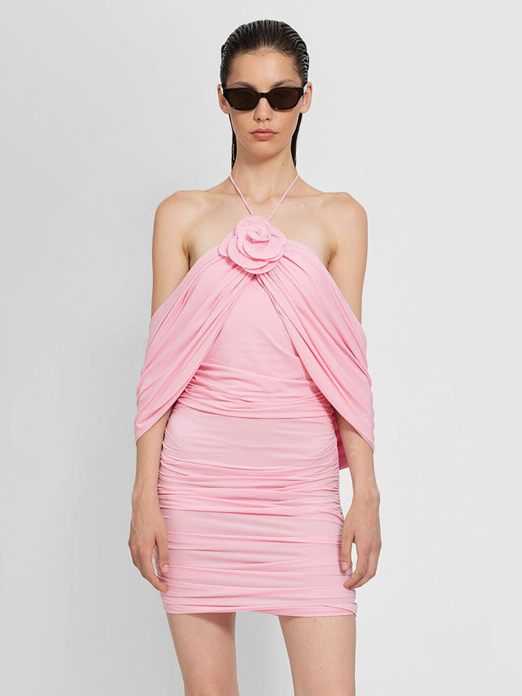 Clara - Różowa sukienka mini dla gości