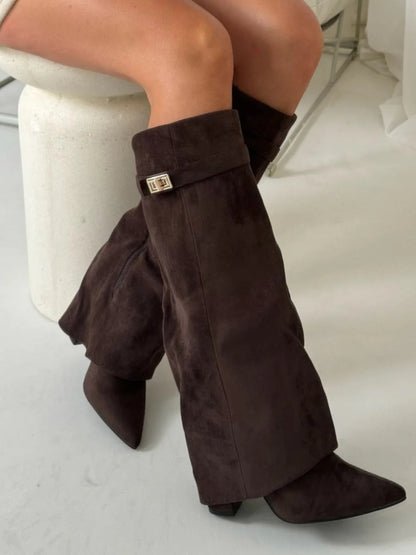 Charlotte – Elegant Knee-High Block Heel Boots Womens
