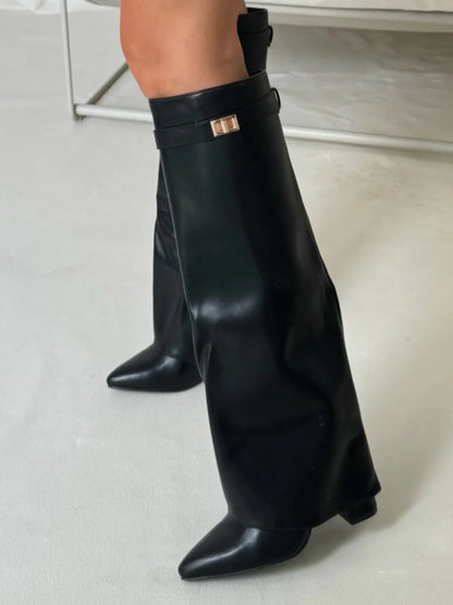 Charlotte – Elegant Knee-High Block Heel Boots Womens