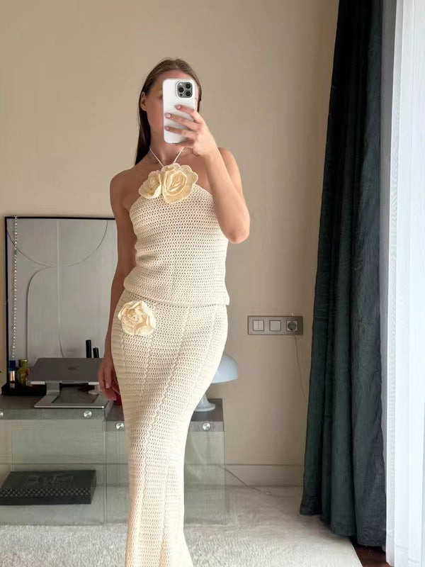 Malwina - Szydełkowy komplet z kwiatowymi detalami