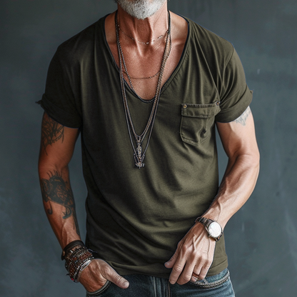Leo – Men's V-Neck Pocket T-Shirt