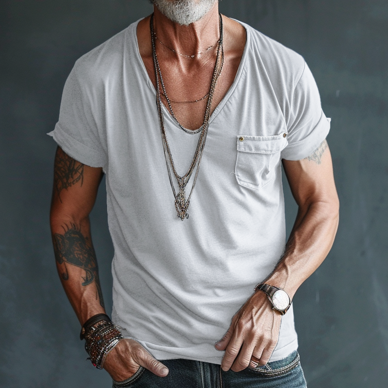 Leo – Men's V-Neck Pocket T-Shirt