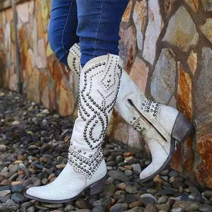 Carmen – Studded Western Knee-High Cowboy Boots for Women