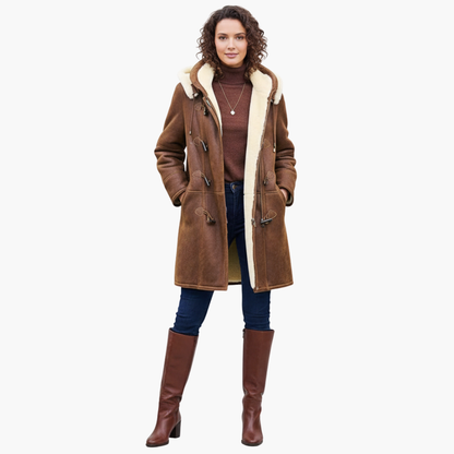 Elena – Faux Shearling Toggle Coat