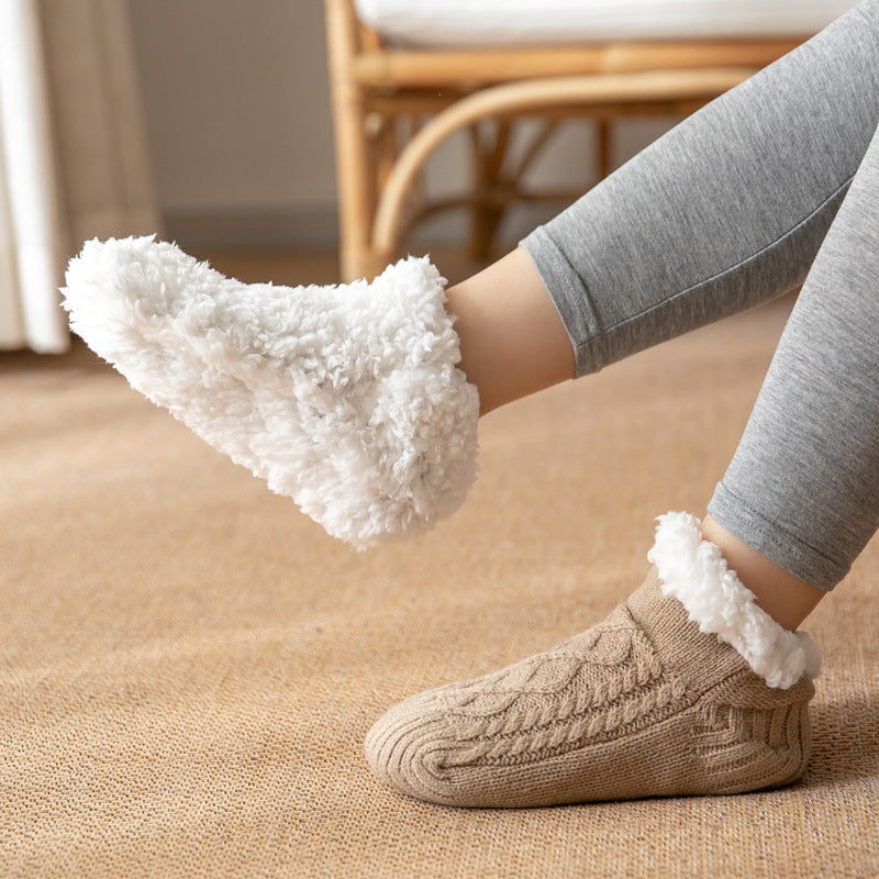 Ella – Cable Knit Fleece-Lined Slipper Socks