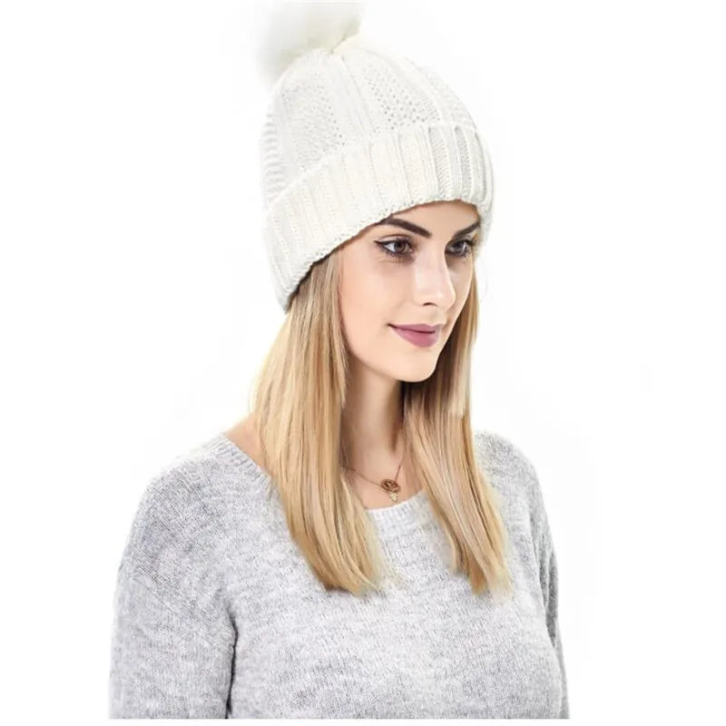 Chloe – Knit Pom-Pom Winter Beanie for Women
