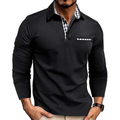 Mason – Check-Trim Smart Casual Long-Sleeve Polo for Men