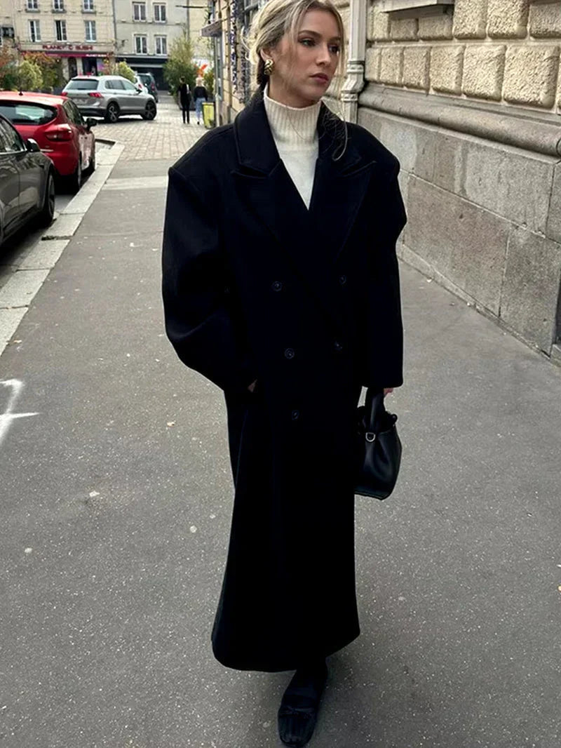 Sylwia – Płaszcz damski zimowy oversize dwurzędowy