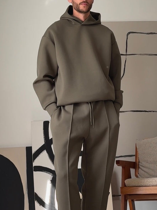Leo – Relaxed Fit Minimalist Hoodie & Tapered Trousers Set for Men