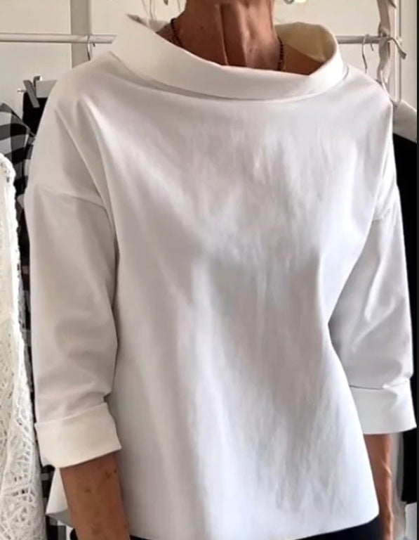 Barbara - Bawełniana bluzka z szerokim kołnierzem