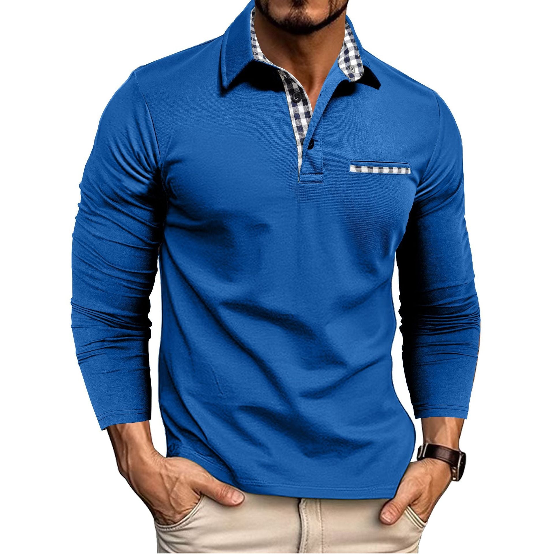 Liam – Longsleeve polo z kontrastowym kołnierzykiem