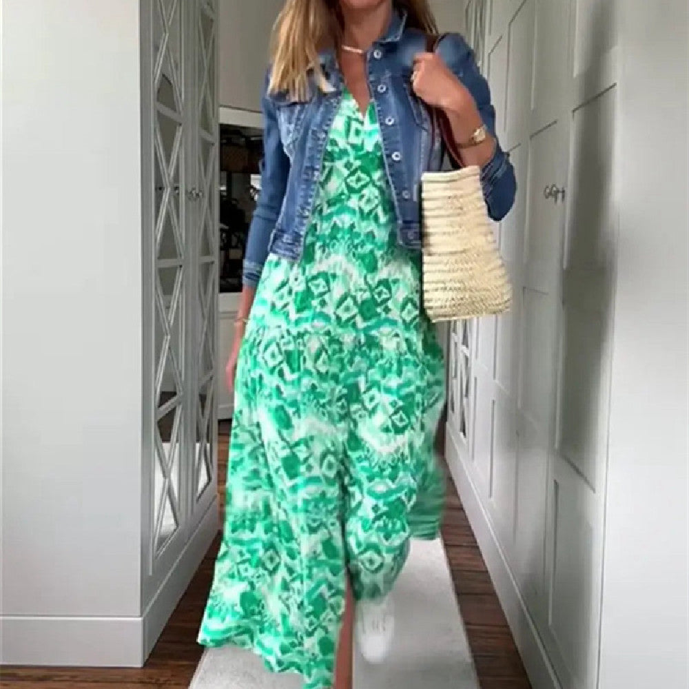Renata - Sukienka plażowa maxi z nadrukiem