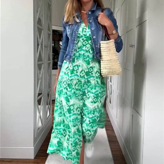 Renata - Sukienka plażowa maxi z nadrukiem
