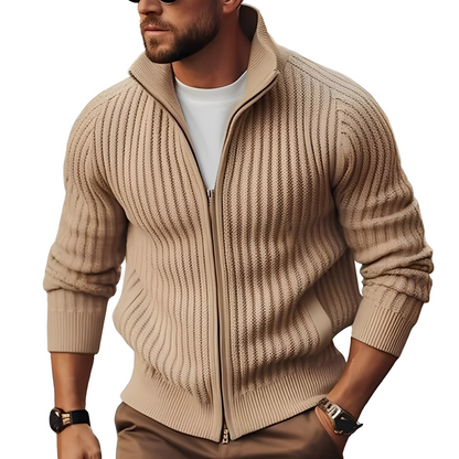 Harvey – Ribbed Zip-Up Knit Jacket for Men