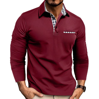 Mason – Check-Trim Smart Casual Long-Sleeve Polo for Men