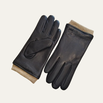 Diego – Ribbed-Cuff Leather Men’s Winter Gloves