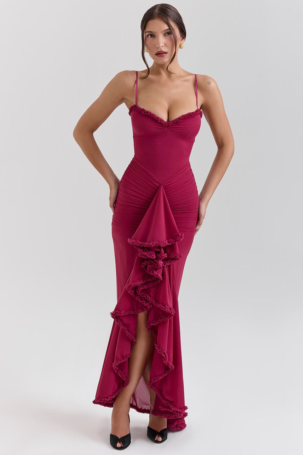 Lucía – Draped Silhouette Maxi Evening Dress for Women